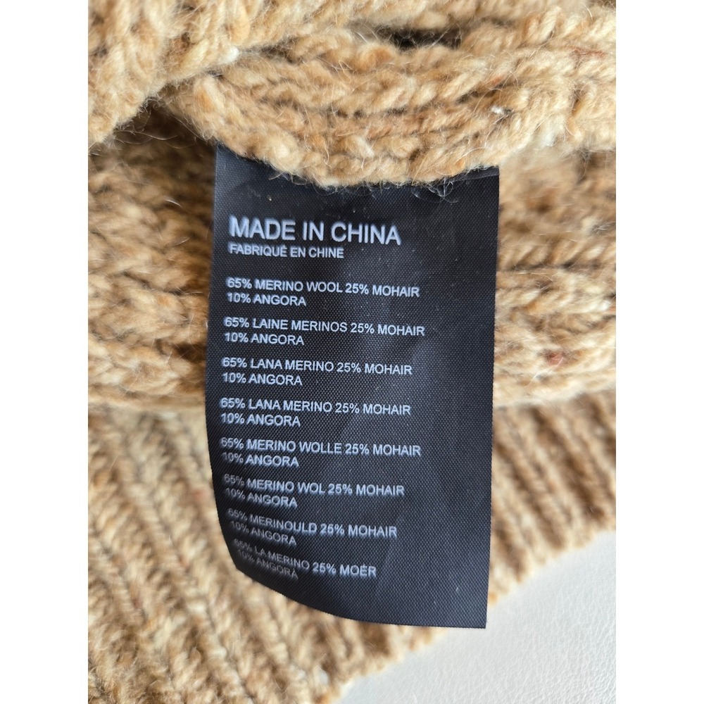 Club Monaco Italian Yarn Camel Merino Wool Blend Sweater S Skandi Fisherman Chic - Picture 10 of 10